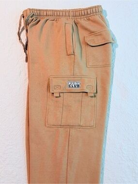 Pro Club | Heavyweight Fleece Cargo Sweatpants | Tan Khaki | Size XL | Baggy